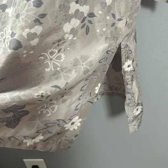 Zara Home Silk Gray Floral Nightgown Slip size M